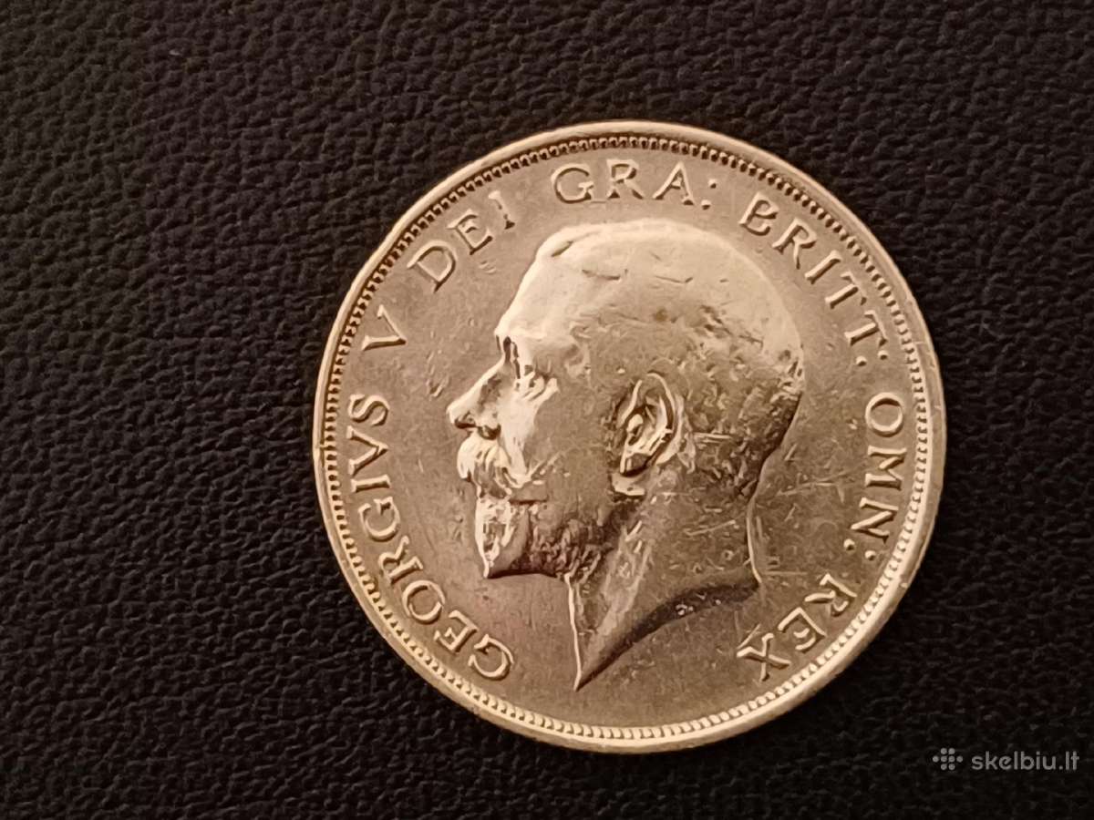 (100)puse kronos 1917m. Britanija 14,14g. sidabras - nuotraukos Nr. 2