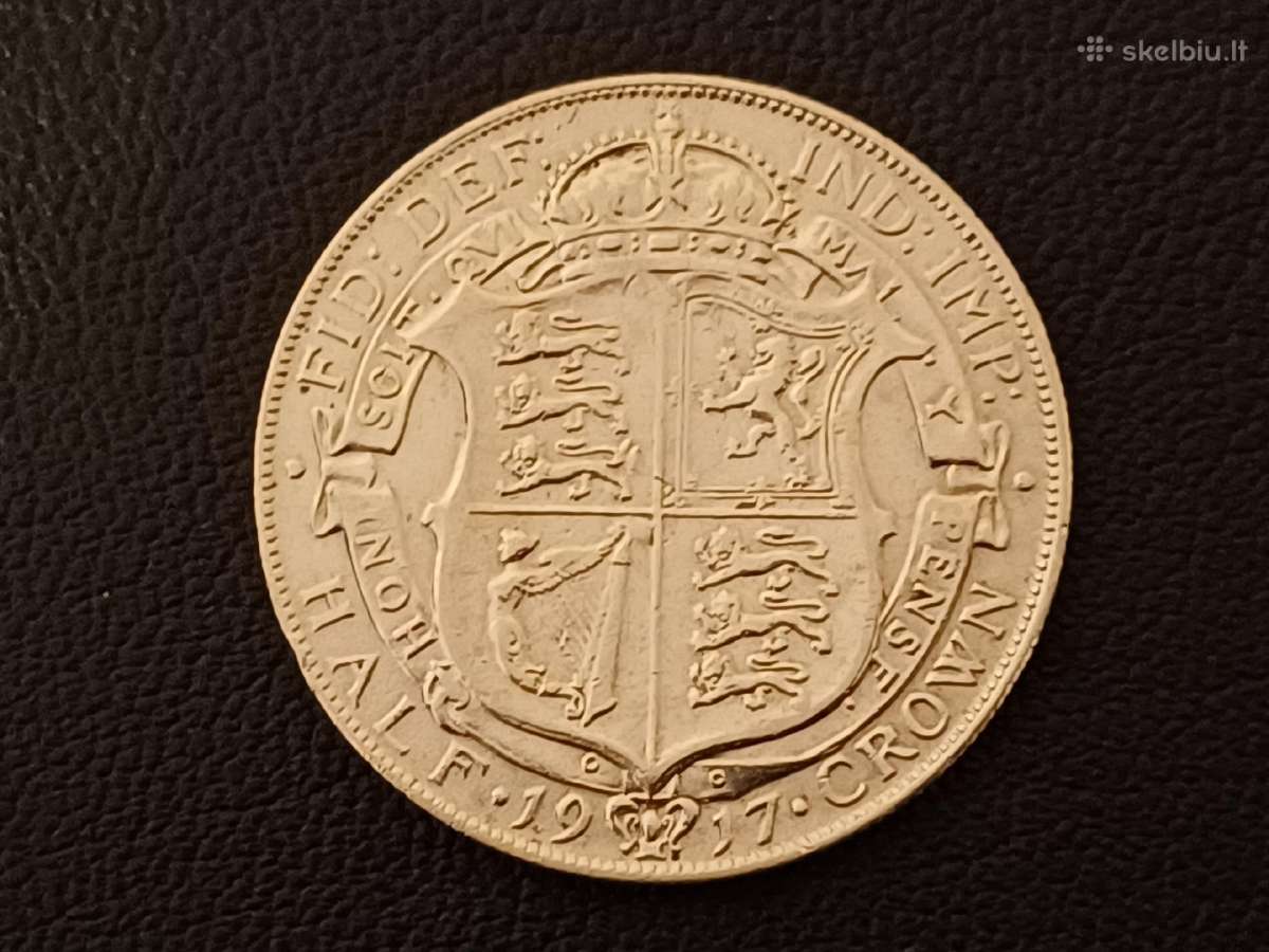 (100)puse kronos 1917m. Britanija 14,14g. sidabras - nuotraukos Nr. 3