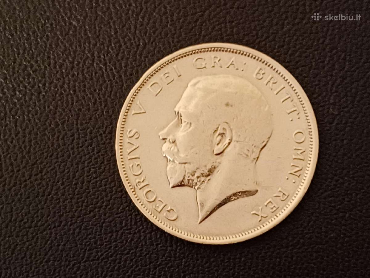 (100)puse kronos 1917m. Britanija 14,14g. sidabras - nuotraukos Nr. 4