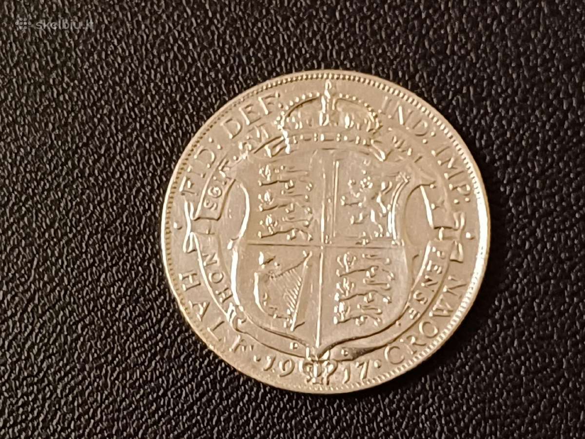(100)puse kronos 1917m. Britanija 14,14g. sidabras - nuotraukos Nr. 5