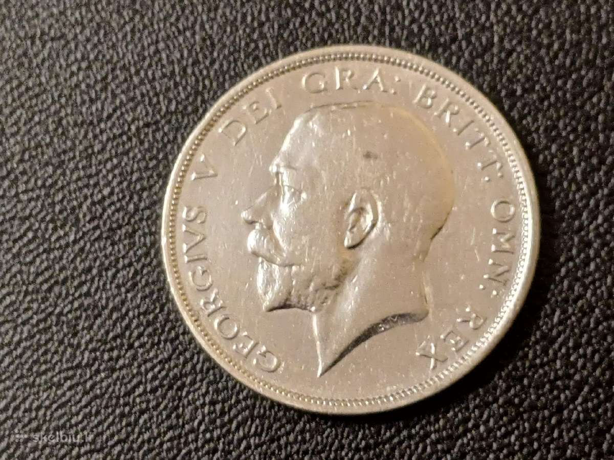 (100)puse kronos 1917m. Britanija 14,14g. sidabras - nuotraukos Nr. 6