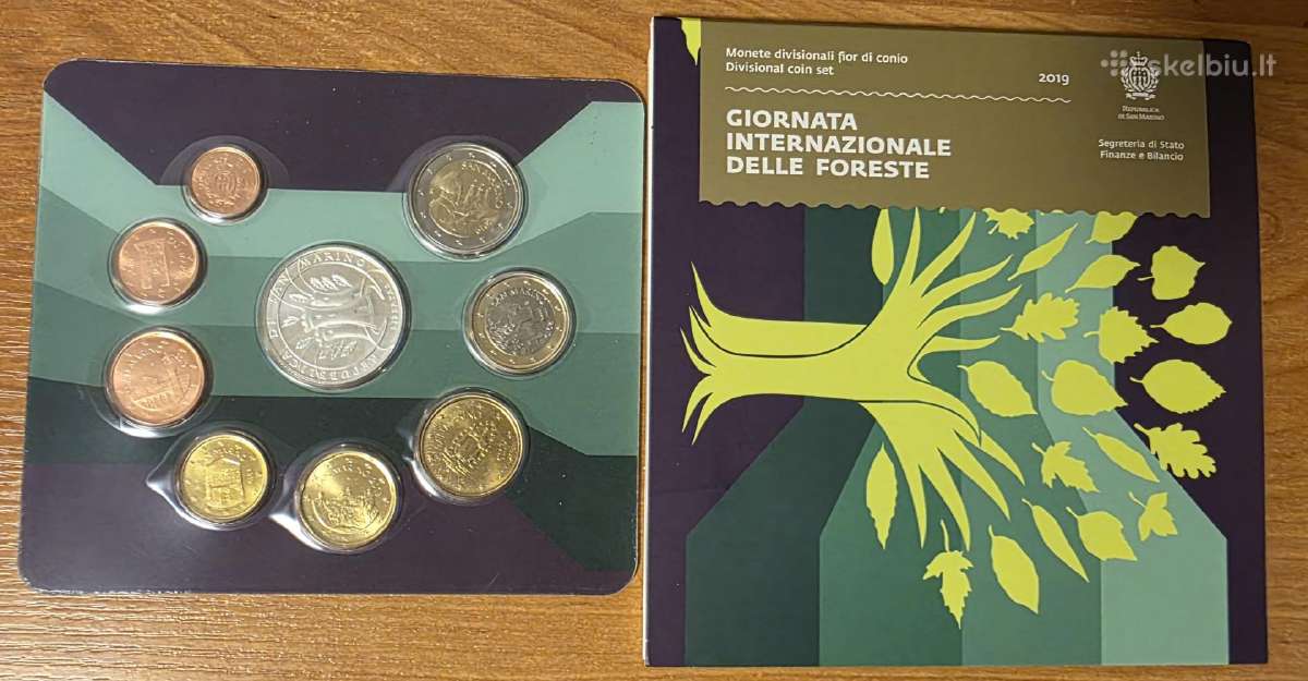 San Marino 2019 Rinkinys Su 5 Eurų Ag Moneta (Bu)