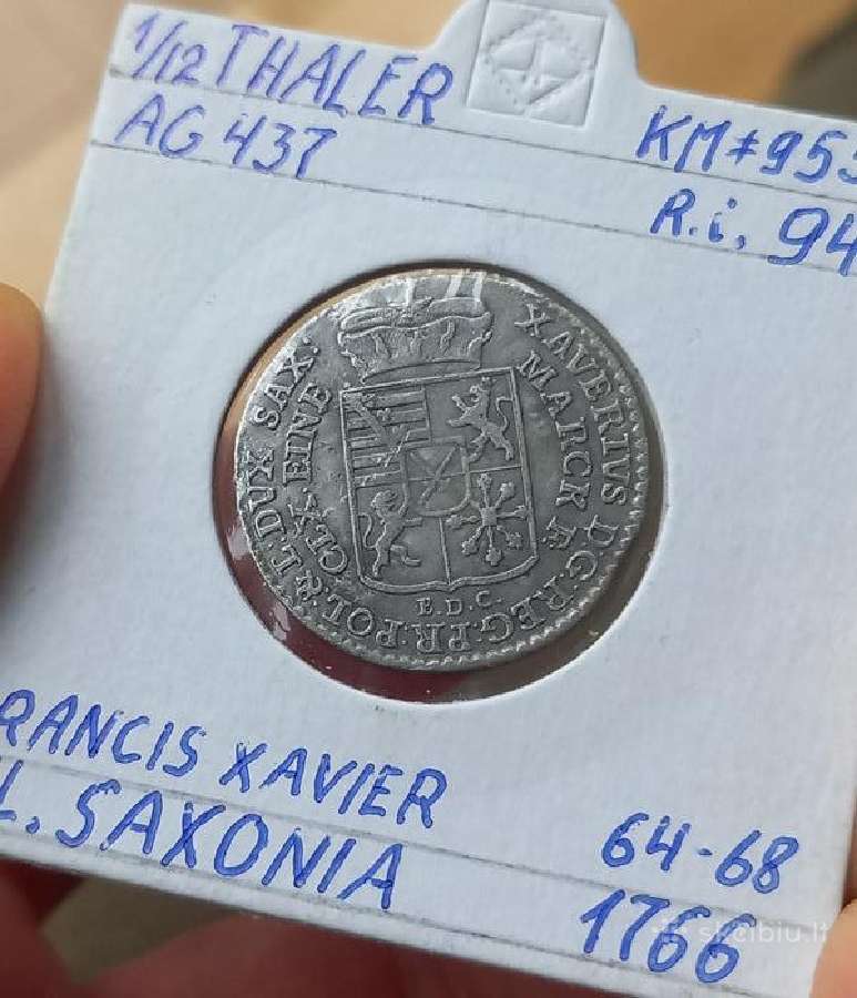 Vokietija- Saksonija 1766 1/12 talerio (sidabras)