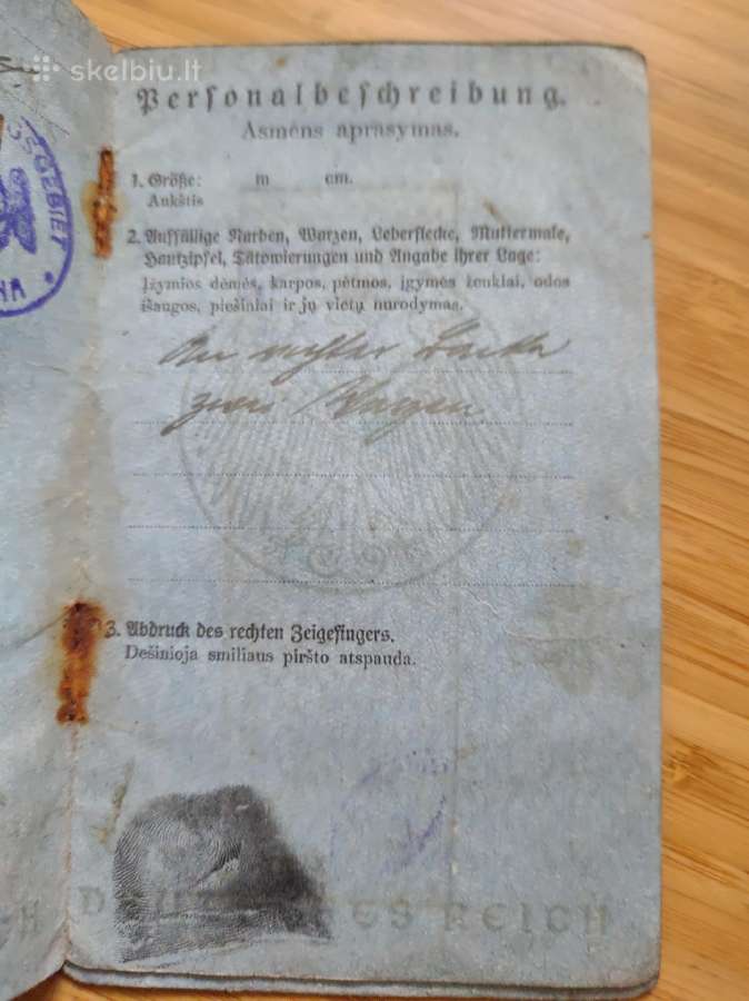 Lietuviškas-vokiškas pasas. Kaišiadorių r. Kruonis - nuotraukos Nr. 4