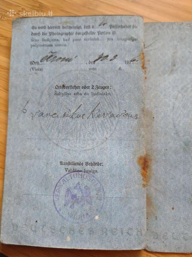 Lietuviškas-vokiškas pasas. Kaišiadorių r. Kruonis - nuotraukos Nr. 5