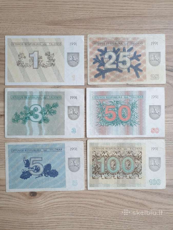 1991 metų talonai be užrašo