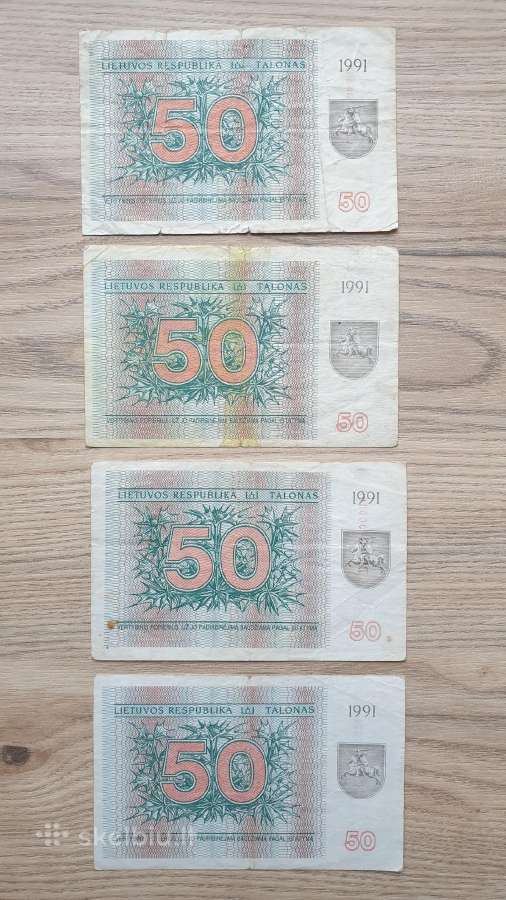 1991 metų 50 talonų Briedis su užrašais