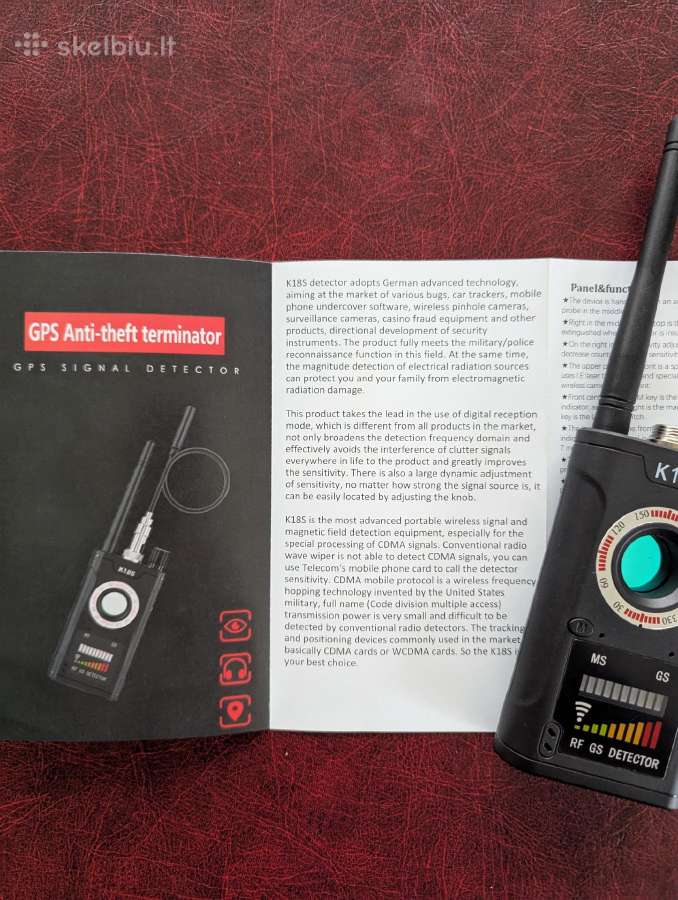 Blakių ieškiklis, slaptų kamerų detektorius K18s - nuotraukos Nr. 3