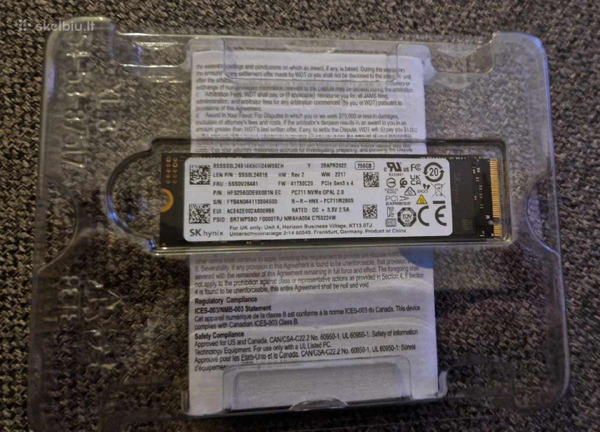 Kietasis diskas Sk Hynix 256gb Nvme Opal 2.0 SSD