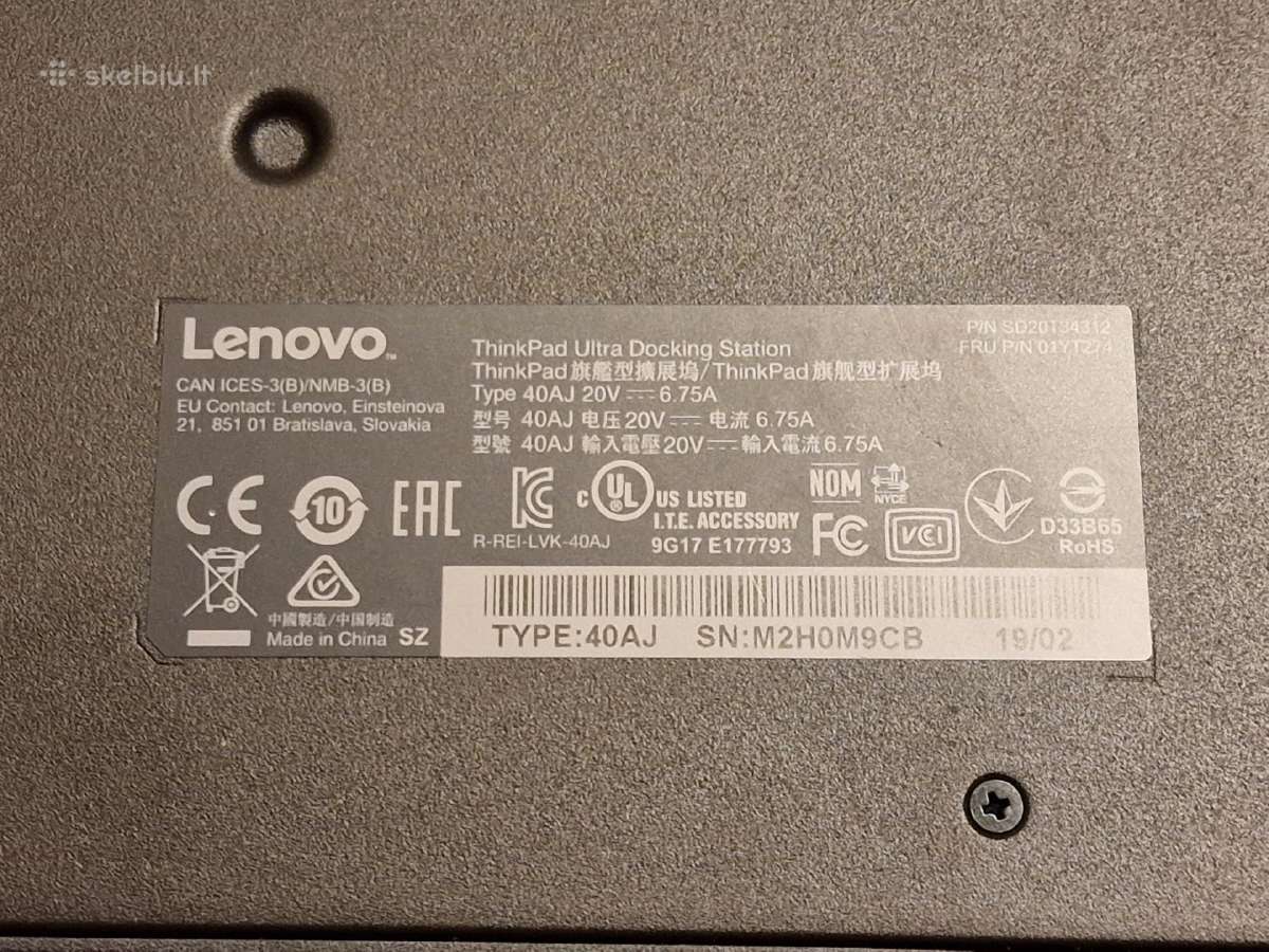 Lenovo Thinkpad Ultra Dock 40aj Be įkroviklio - nuotraukos Nr. 3