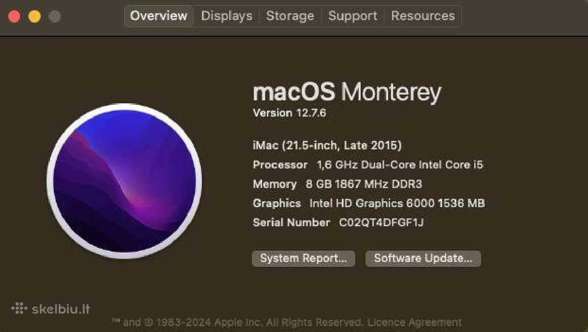 iMac 1tb kompiuteris, 21.6-inch, Late 2015 - nuotraukos Nr. 2