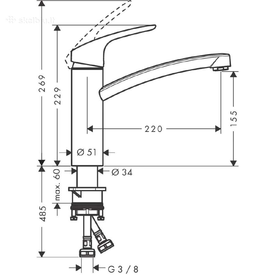 Virtuvė (plautuvės) maišytuvas Hansgrohe Focus 160 - nuotraukos Nr. 2