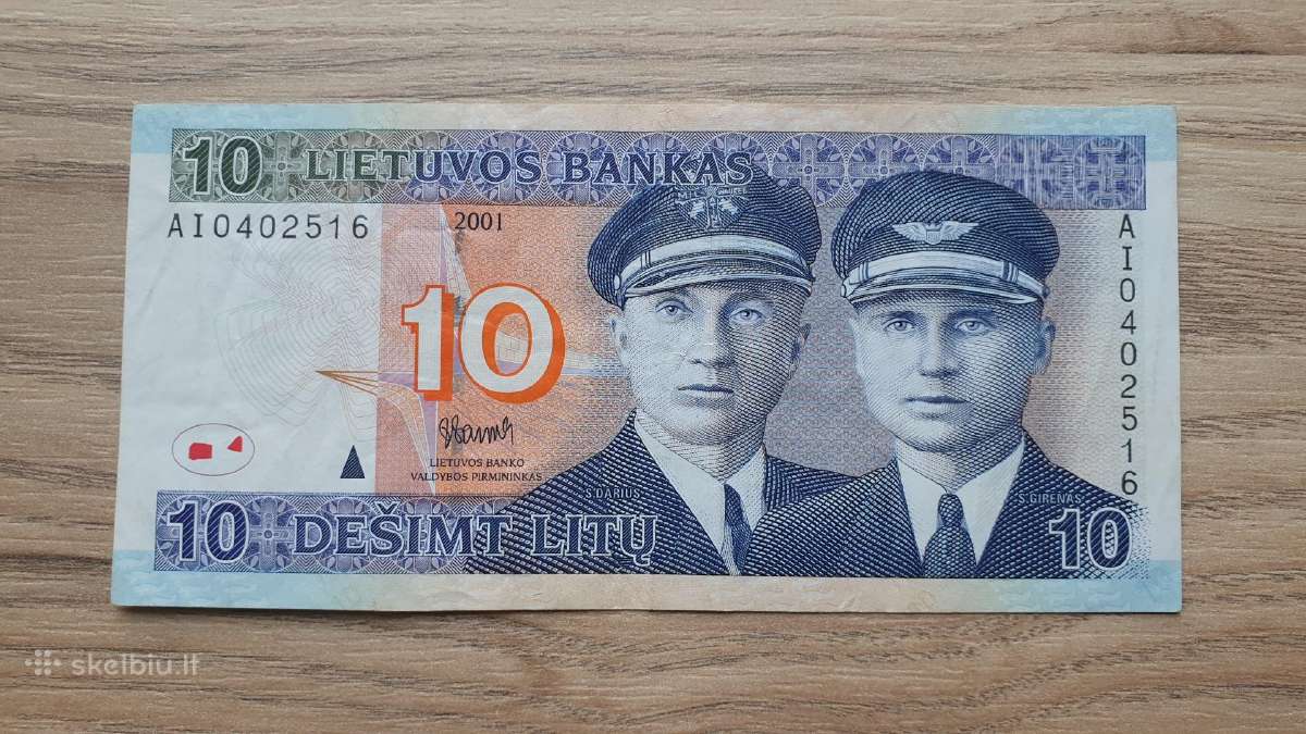 2001 metų 10 litų reta serija Ai