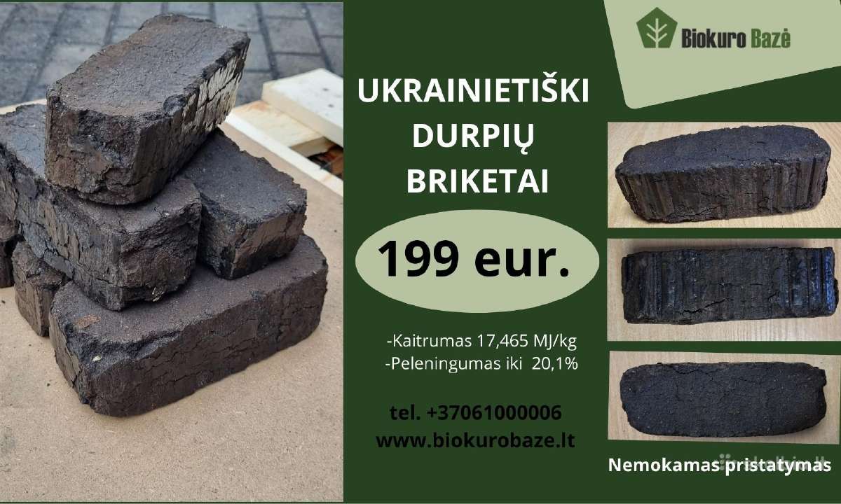 Ukr. durpių briketai, malkos - beržas/alksnis - nuotraukos Nr. 2