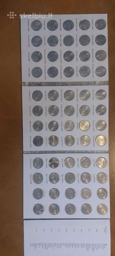 JAV monetų (1999-2003 metų) kvuoterių) rinkinys