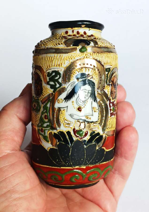 Porcelianas maža vaza Satsuma Japonija 1930 m. - nuotraukos Nr. 4