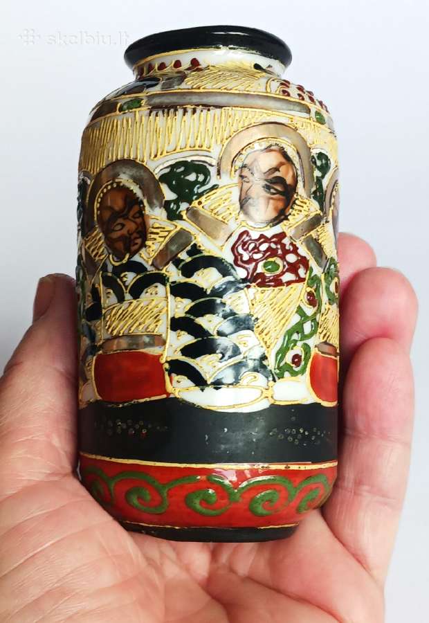 Porcelianas maža vaza Satsuma Japonija 1930 m. - nuotraukos Nr. 5