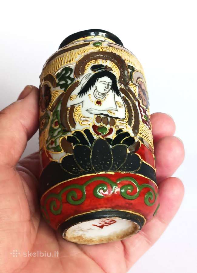 Porcelianas maža vaza Satsuma Japonija 1930 m. - nuotraukos Nr. 8