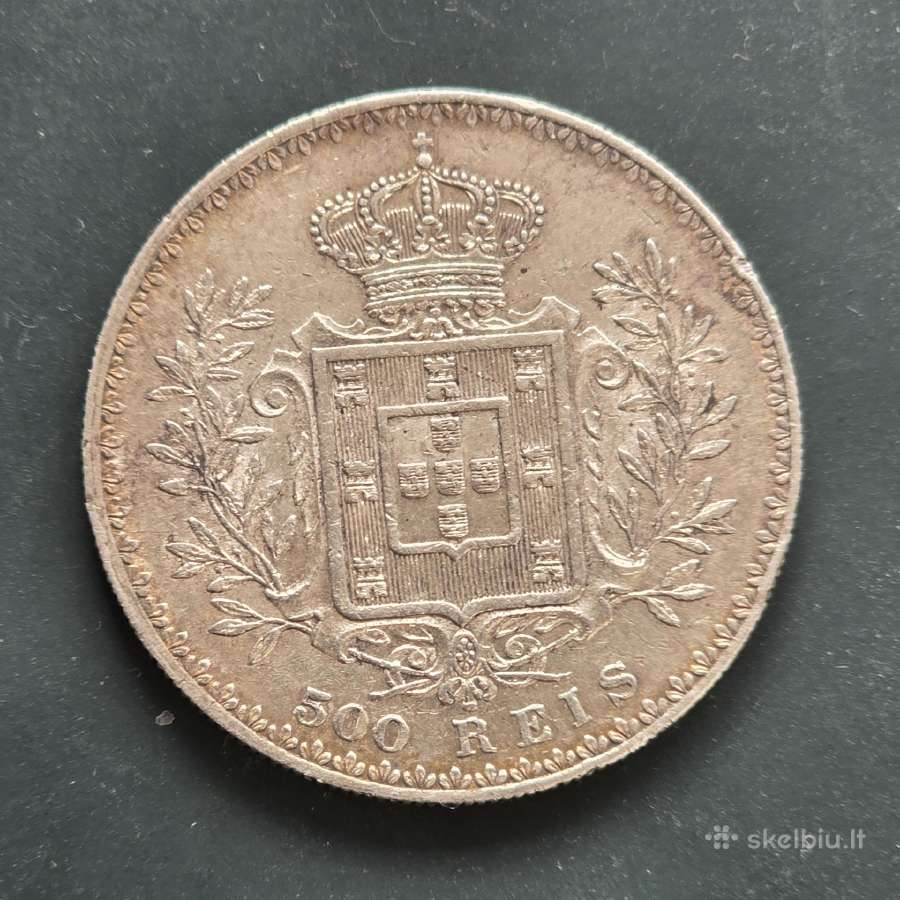 Portugalija 1891 500 Reis Ag917 - nuotraukos Nr. 2
