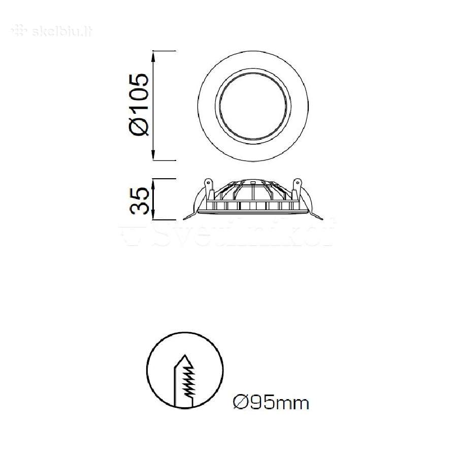 6w LED Įmontuojama panelė 10.5 Ip23 3000k - nuotraukos Nr. 6