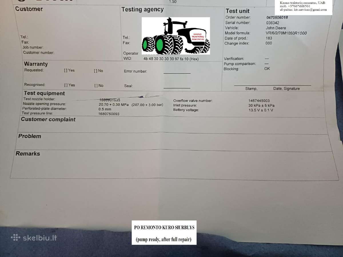 John Deere Bosch 0470506018 dyzelinis kuro siurbly - nuotraukos Nr. 10