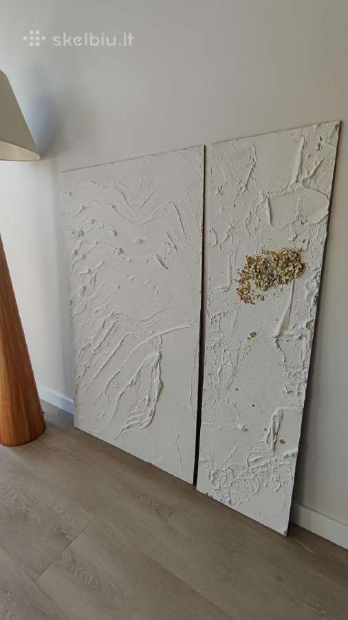 Balto molio paveikslų duetas 123x69 cm; 123x33 cm