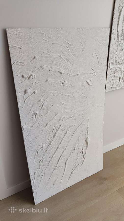 Balto molio paveikslų duetas 123x69 cm; 123x33 cm - nuotraukos Nr. 8