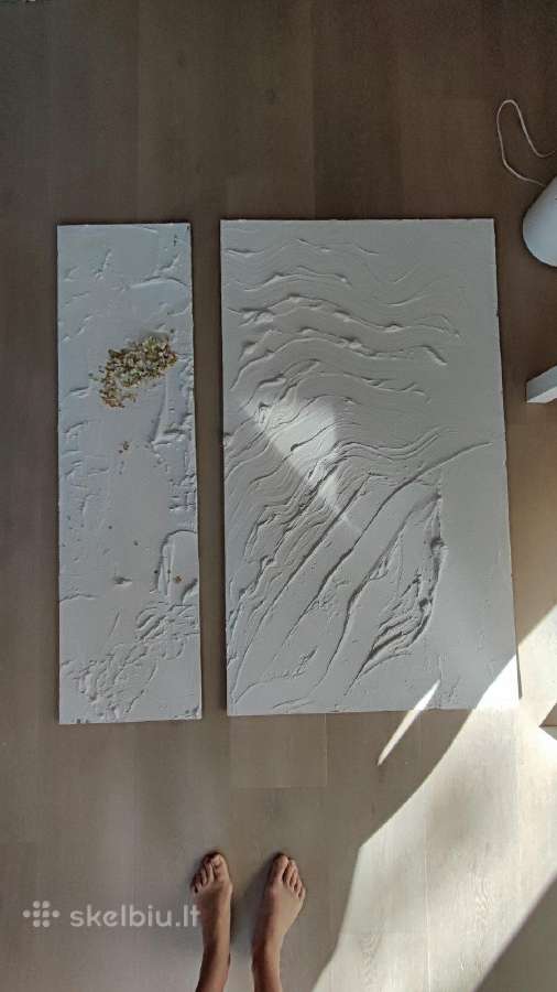 Balto molio paveikslų duetas 123x69 cm; 123x33 cm - nuotraukos Nr. 16