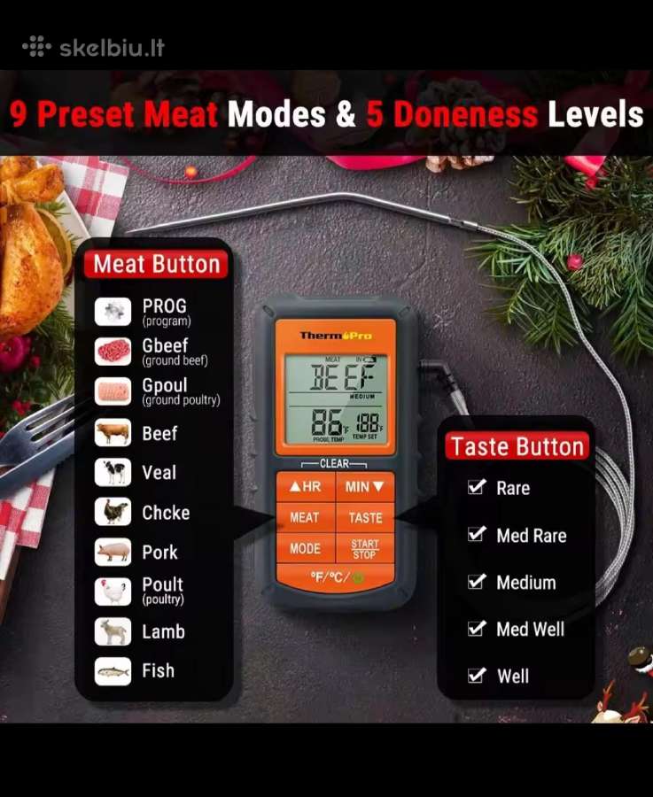 Skaitmeninis maisto termometras Thermopro Tp-06b - nuotraukos Nr. 4