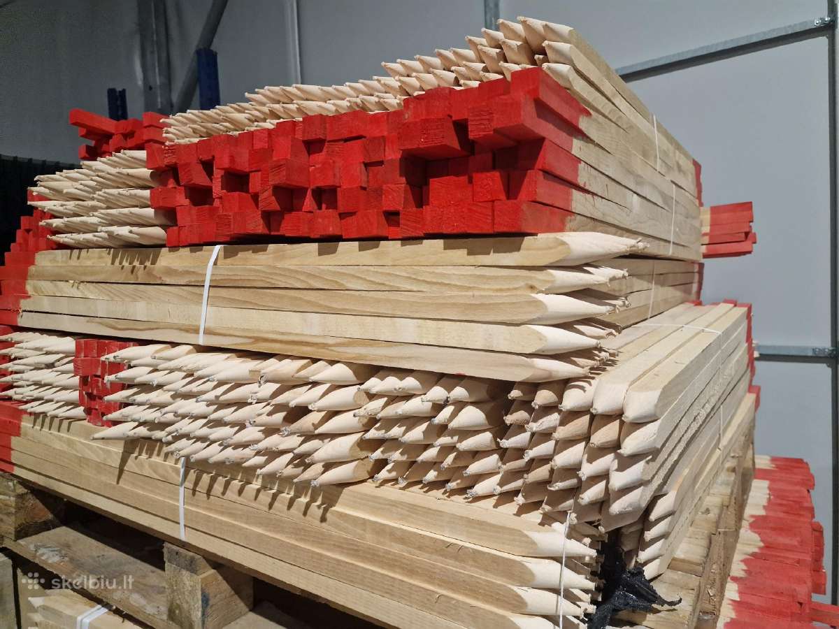 Geodeziniai kuoliukai smailinti dažyti pok.25 vnt - nuotraukos Nr. 5