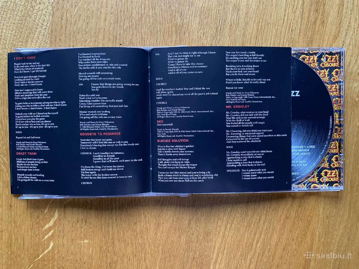 Originalus Ozzy Osbourne –" Blizzard Of Ozz " CD - nuotraukos Nr. 6