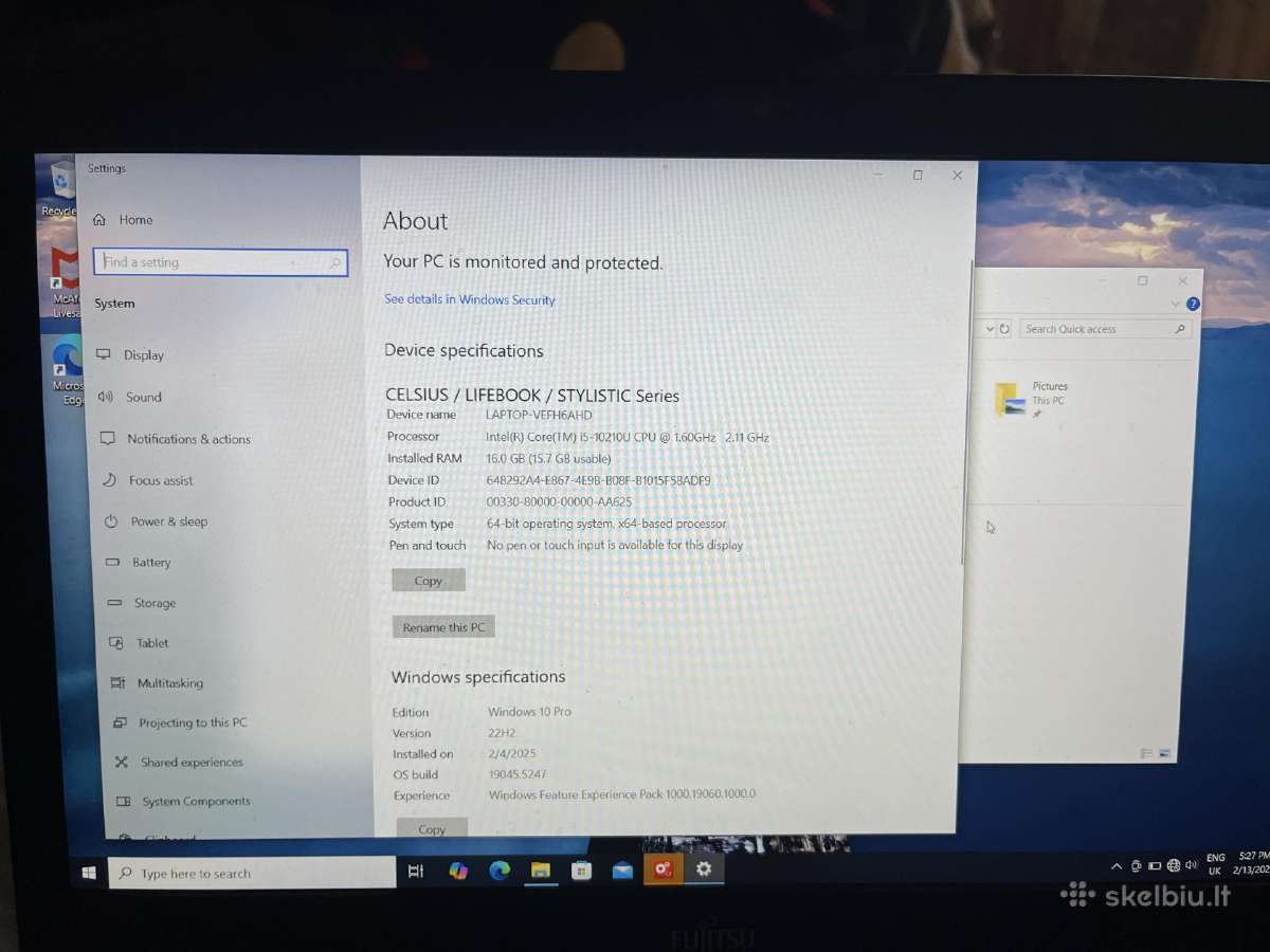 Parduodamas Fujitsu Lifebook U7510 - nuotraukos Nr. 5