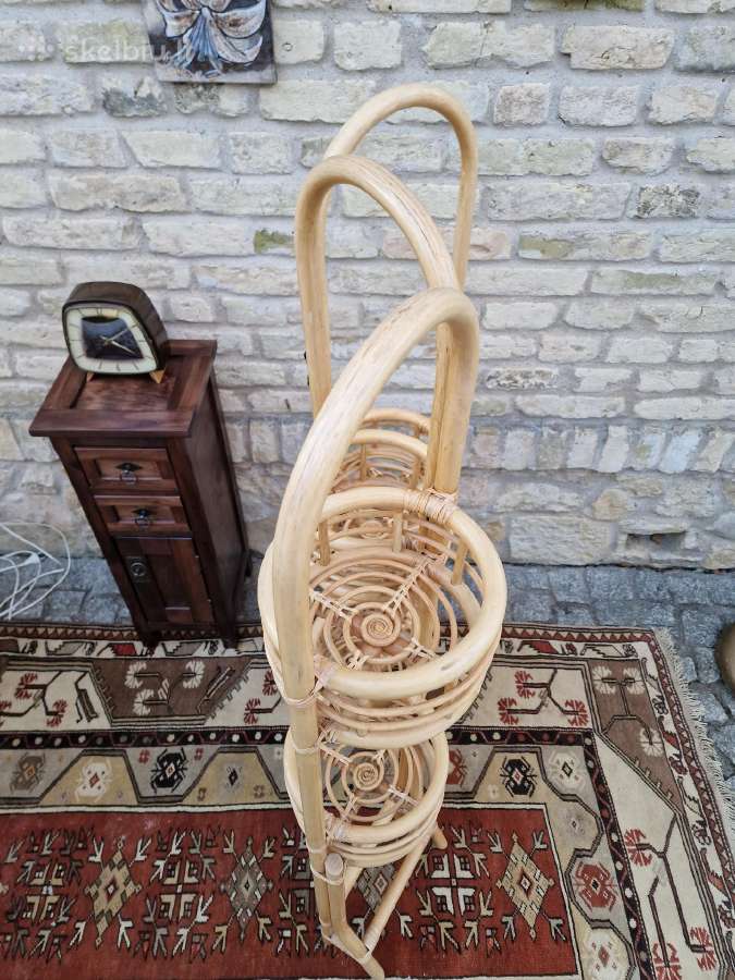 Vintažinė mid century ratango gėlių etažerė - nuotraukos Nr. 7