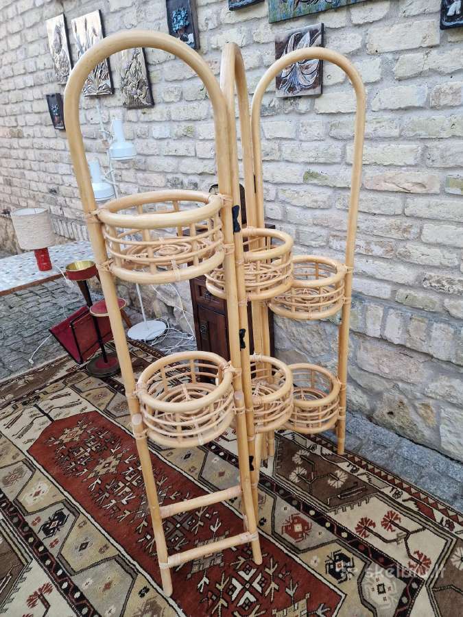 Vintažinė mid century ratango gėlių etažerė - nuotraukos Nr. 13