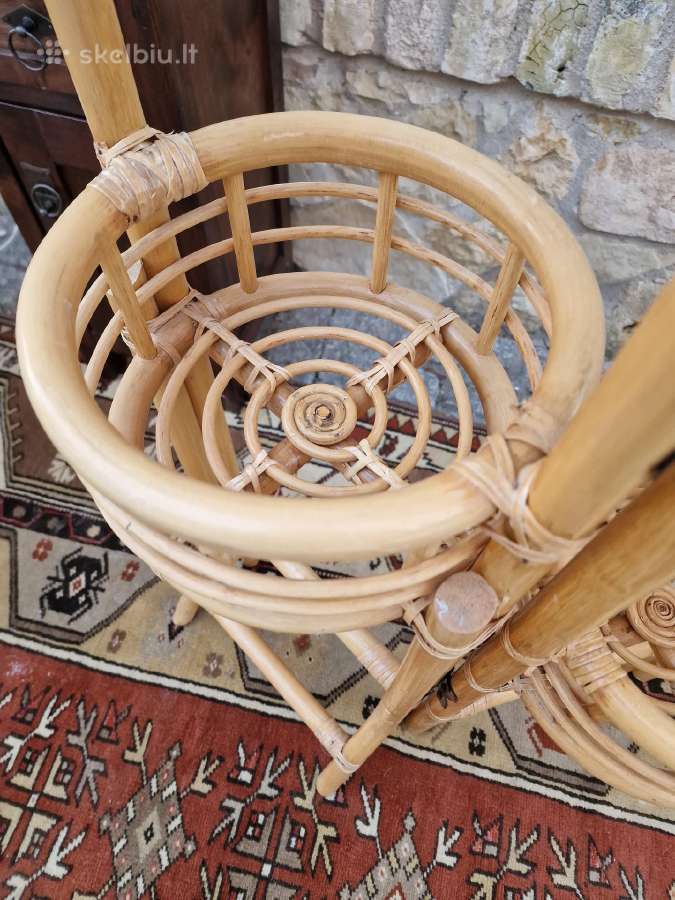 Vintažinė mid century ratango gėlių etažerė - nuotraukos Nr. 21