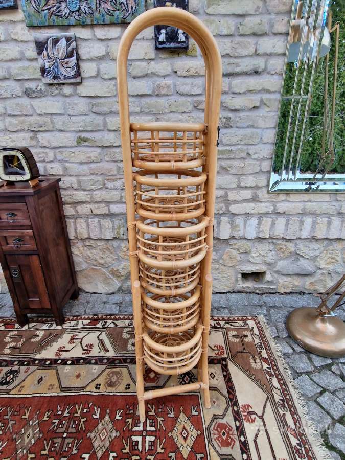 Vintažinė mid century ratango gėlių etažerė - nuotraukos Nr. 22