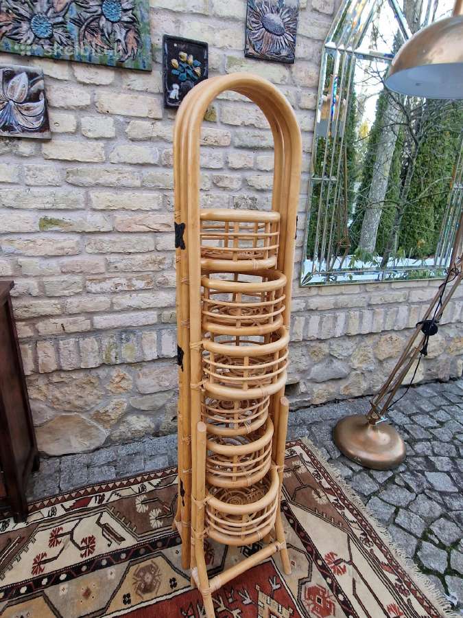 Vintažinė mid century ratango gėlių etažerė - nuotraukos Nr. 23