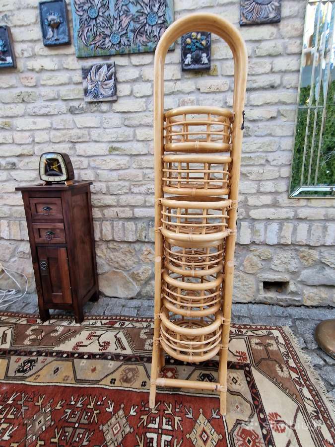 Vintažinė mid century ratango gėlių etažerė - nuotraukos Nr. 25