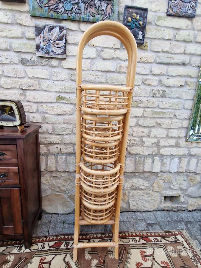 Vintažinė mid century ratango gėlių etažerė - nuotraukos Nr. 27