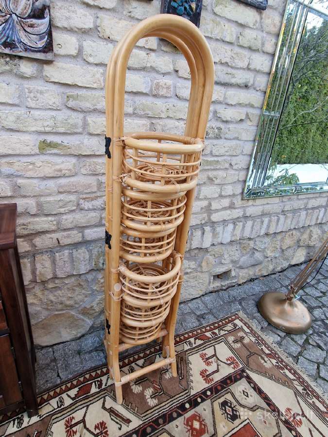 Vintažinė mid century ratango gėlių etažerė - nuotraukos Nr. 28
