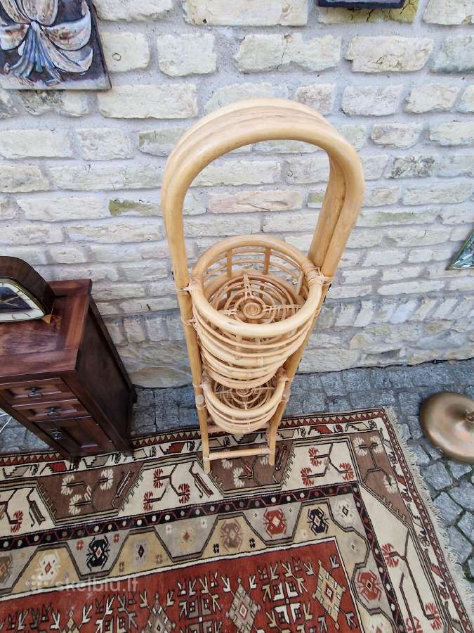 Vintažinė mid century ratango gėlių etažerė - nuotraukos Nr. 29