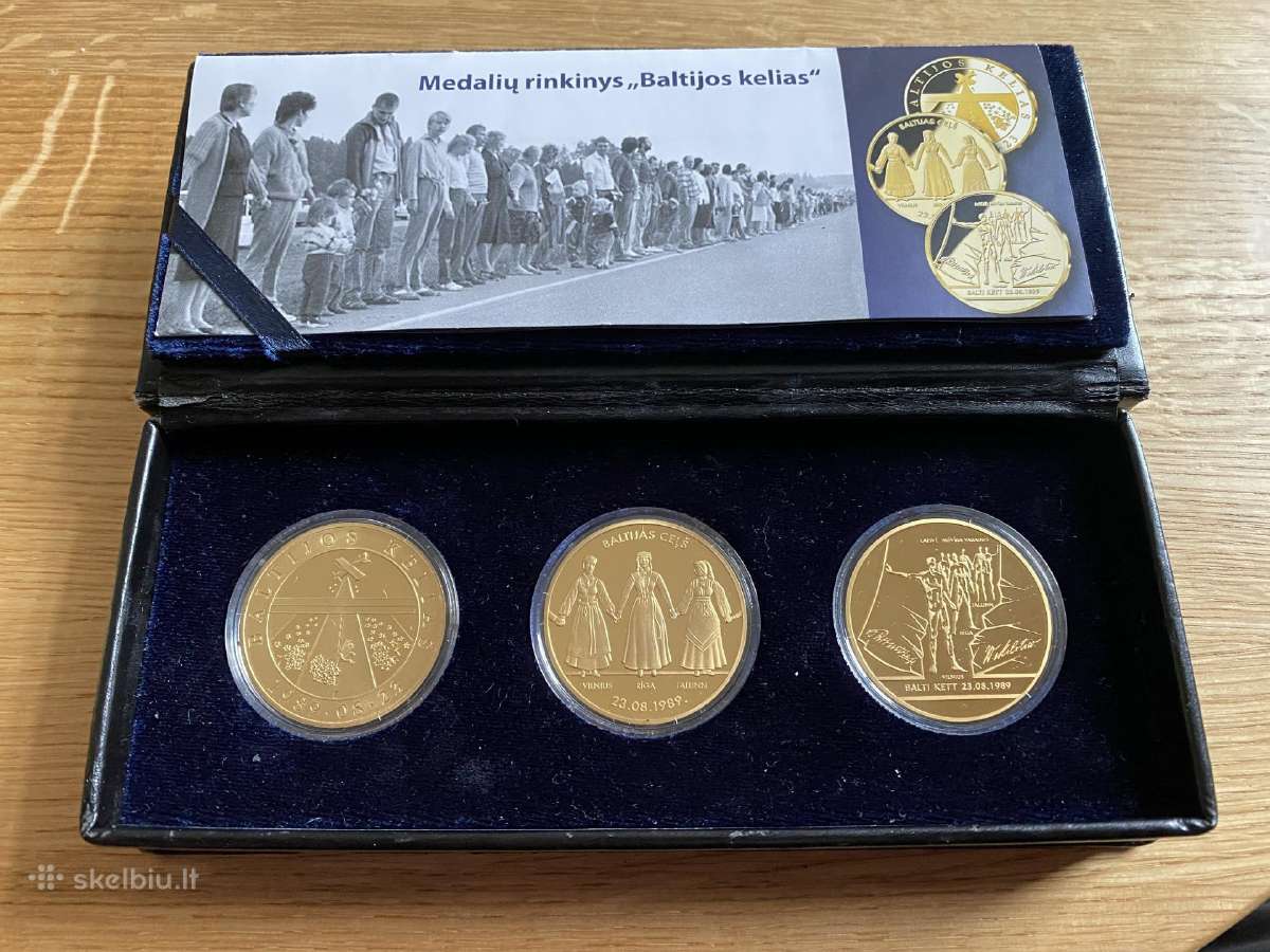 Auksuotu medalionu rinkinys "Baltijos kelias"