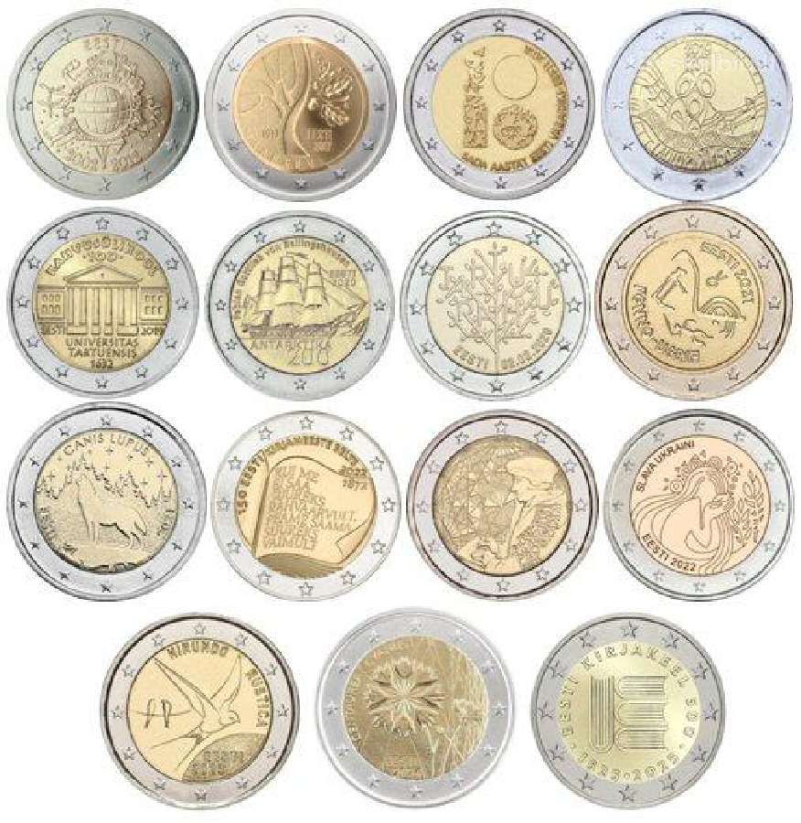 Estijos proginės 2 eurų monetos (Unc)