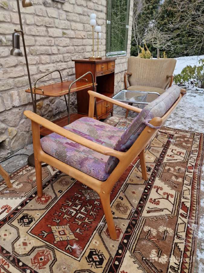 Vintažinis mid century vyšnios masyvo fotelis - nuotraukos Nr. 3