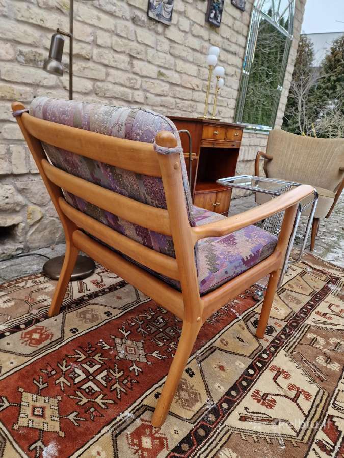 Vintažinis mid century vyšnios masyvo fotelis - nuotraukos Nr. 6