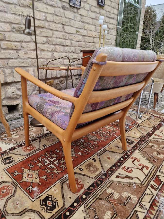 Vintažinis mid century vyšnios masyvo fotelis - nuotraukos Nr. 7