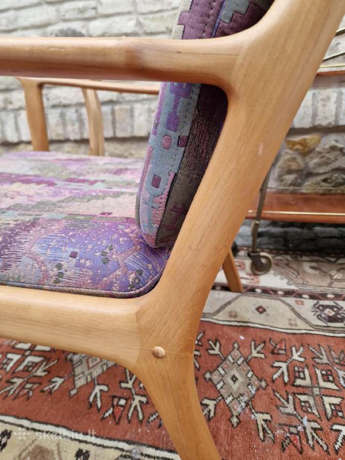 Vintažinis mid century vyšnios masyvo fotelis - nuotraukos Nr. 11
