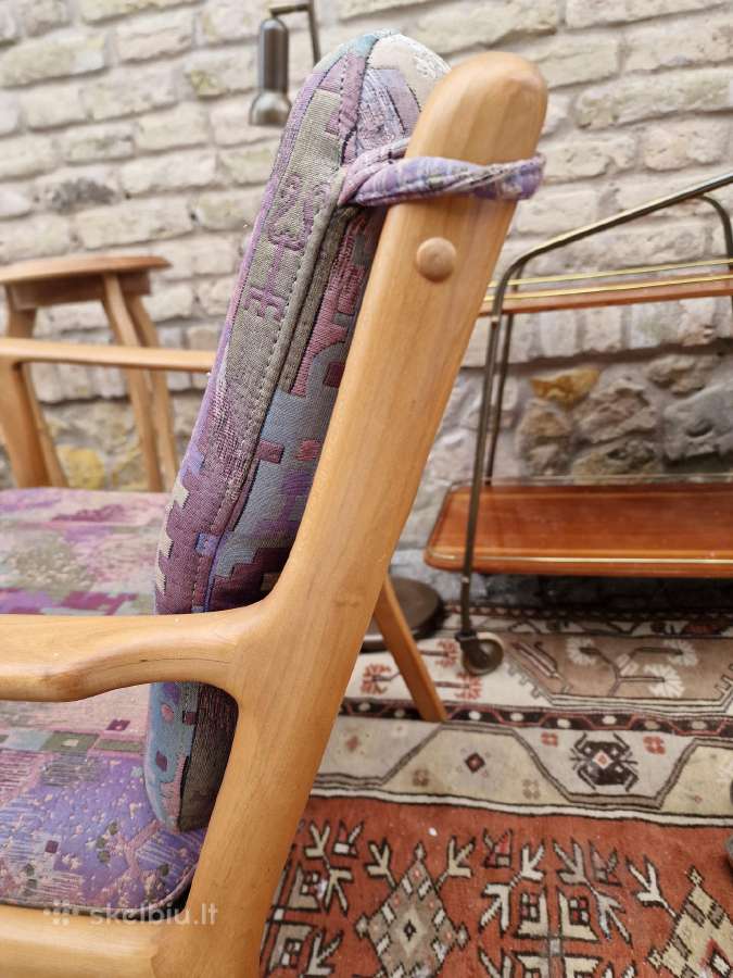 Vintažinis mid century vyšnios masyvo fotelis - nuotraukos Nr. 14