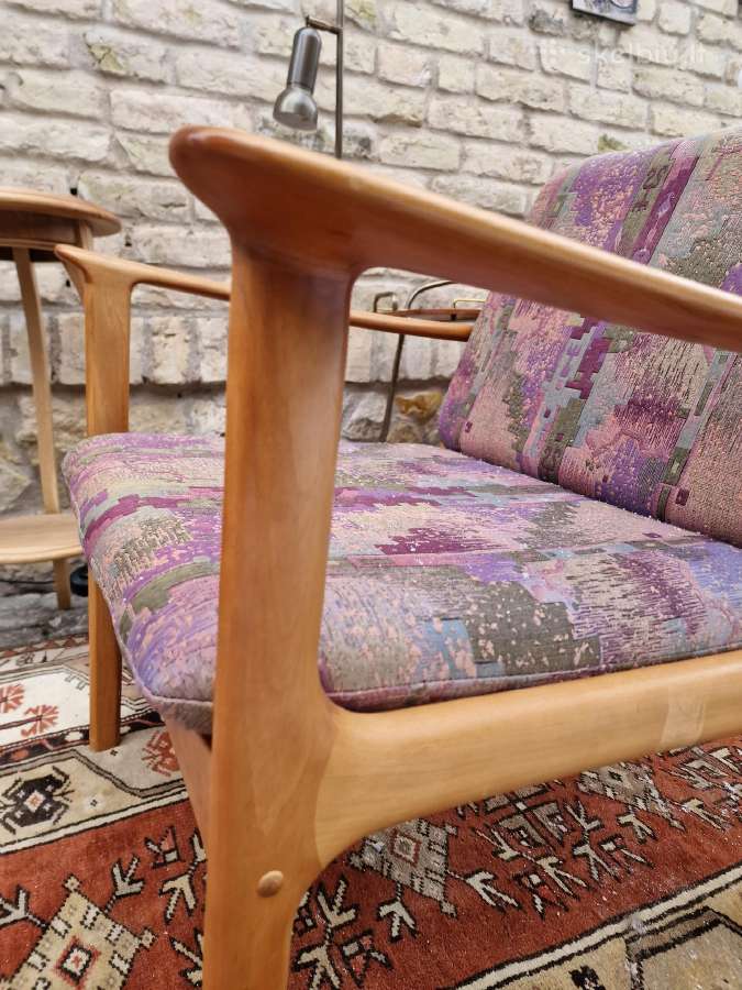Vintažinis mid century vyšnios masyvo fotelis - nuotraukos Nr. 18
