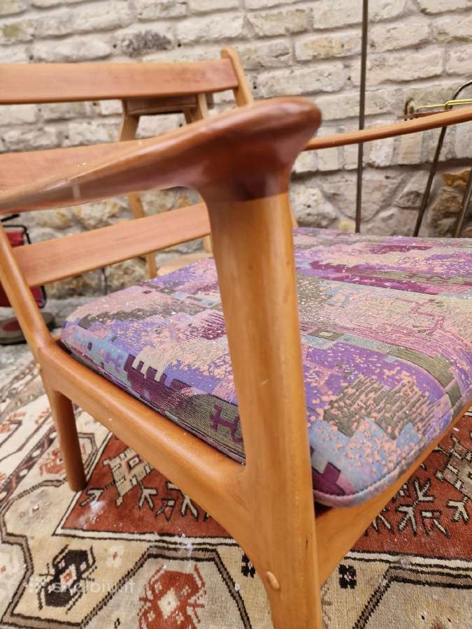 Vintažinis mid century vyšnios masyvo fotelis - nuotraukos Nr. 21
